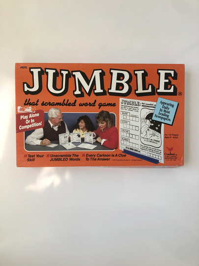 Jumble Word Game, Vintage 1987 Cardinal Industries Newspaper Cartoon Clue Unscramble Family Game Night