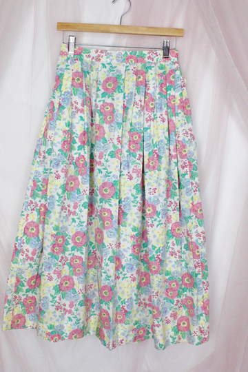 Vintage 70S 80's Floral Skirt, Vtg Skirts, Size Small