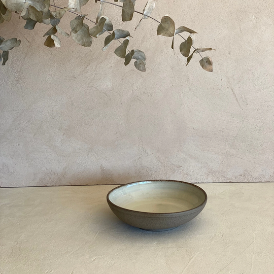 2 Large Ceramic Pasta Bowl, Dinner Shallow Round Bowls Set, Noodle Stoneware Soup Pottery Dinnerware