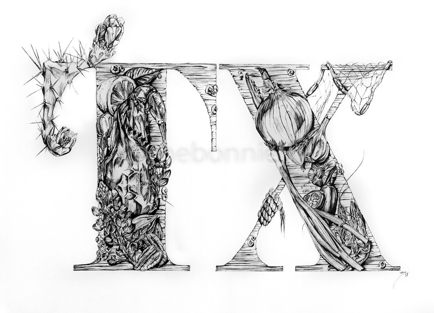 Texas in Ink | Black & White Giclee Prints
