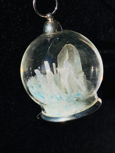Ooak Krypton Selenite Mini Tower Crystal Terrarium With Snow Quartz Sand, Moonstone & German Glass Glitter