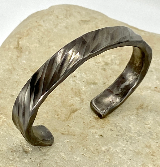 Diagonal Titanium Cuff, Men's Cuff Bracelet, Gift Bracelet For Him, Blacksmith Gift, Custom Sized