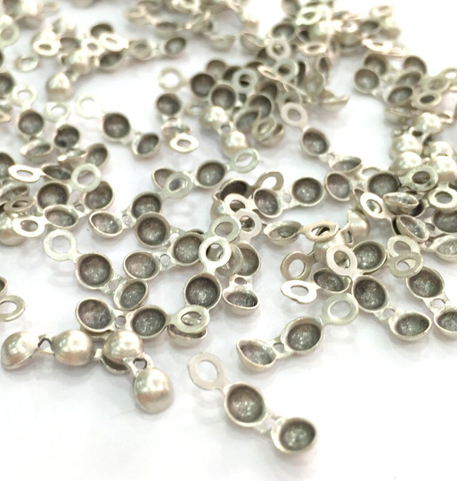 20 Pcs | 14x4mm Antique Silver Plated Metal Cord Ends, Finding G3778