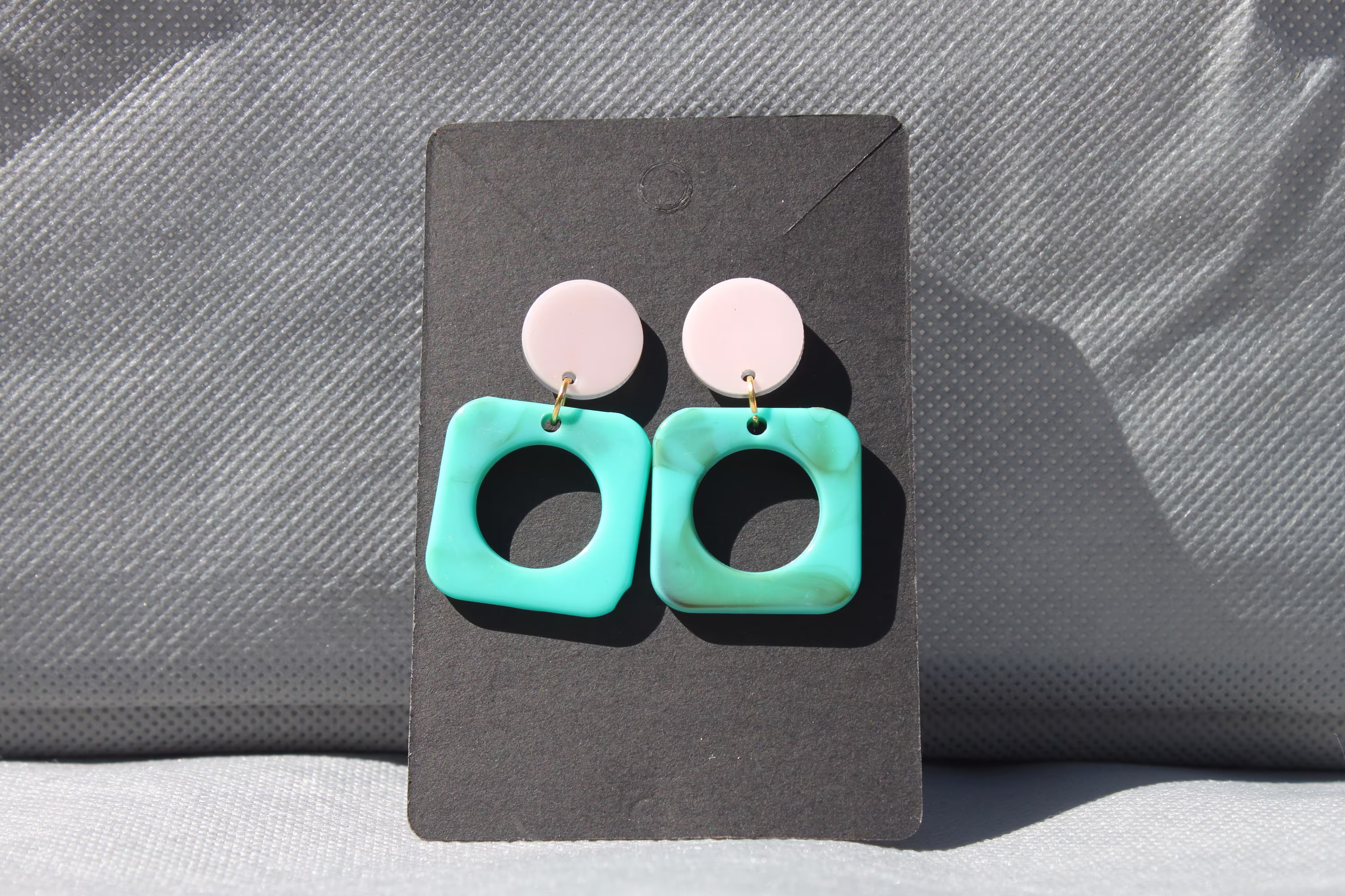 Teal & Black/Pink Hanging Earrings