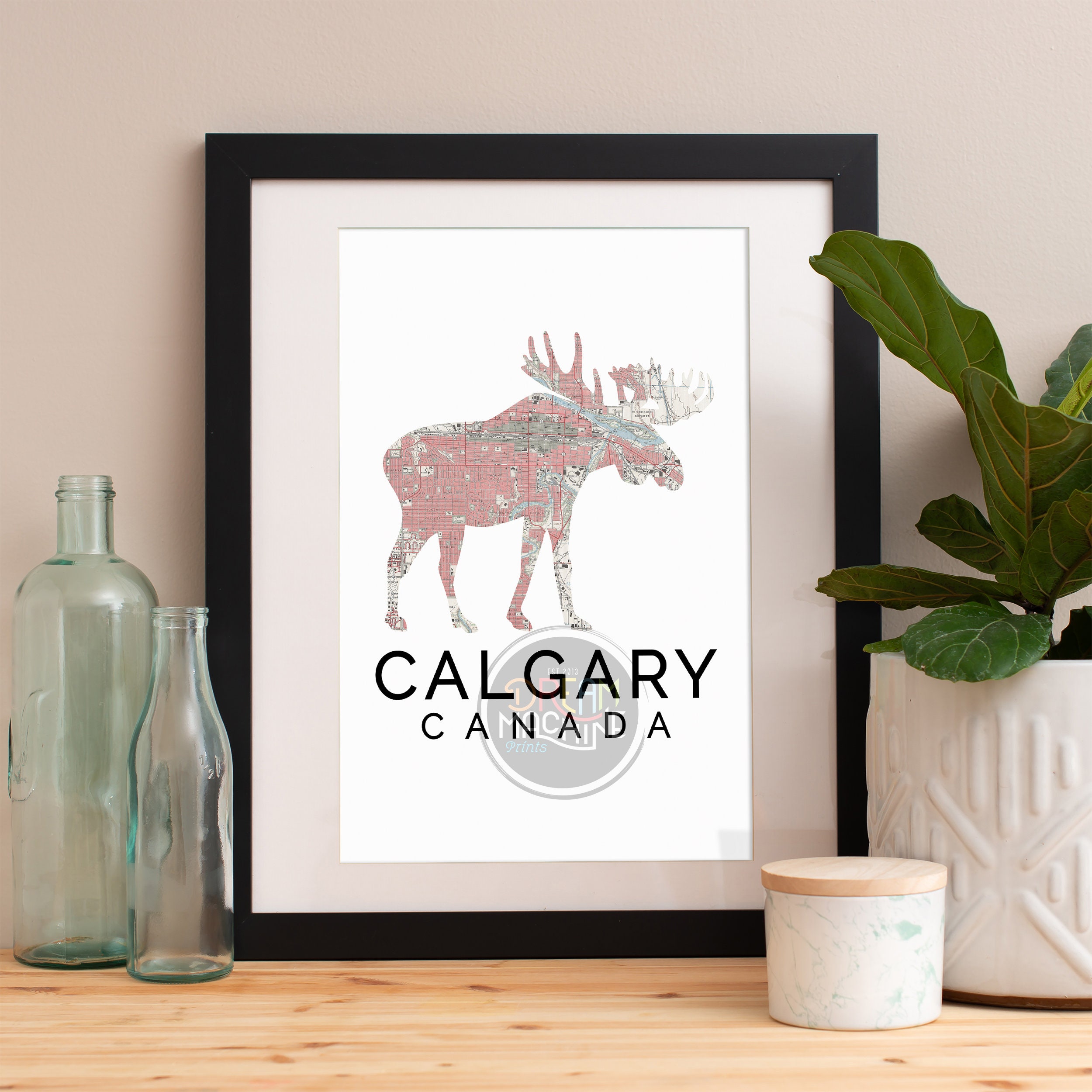 Calgary Print, Skyline, Art, Poster, Watercolor, Art Map, Wall