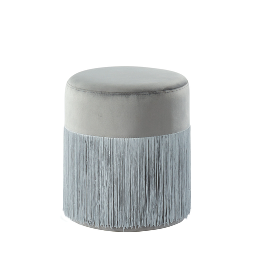 Furniture of America Rinya Modern Gray Polyester/Polyester Blend Round Ottoman | IDF-OT5662GY