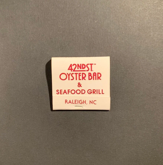 Vintage Matchbook, 42nd St, Oyser Bar, Restaurant, Raleigh, Nc, with All 28 Match Sticks, Free Ship in Usa