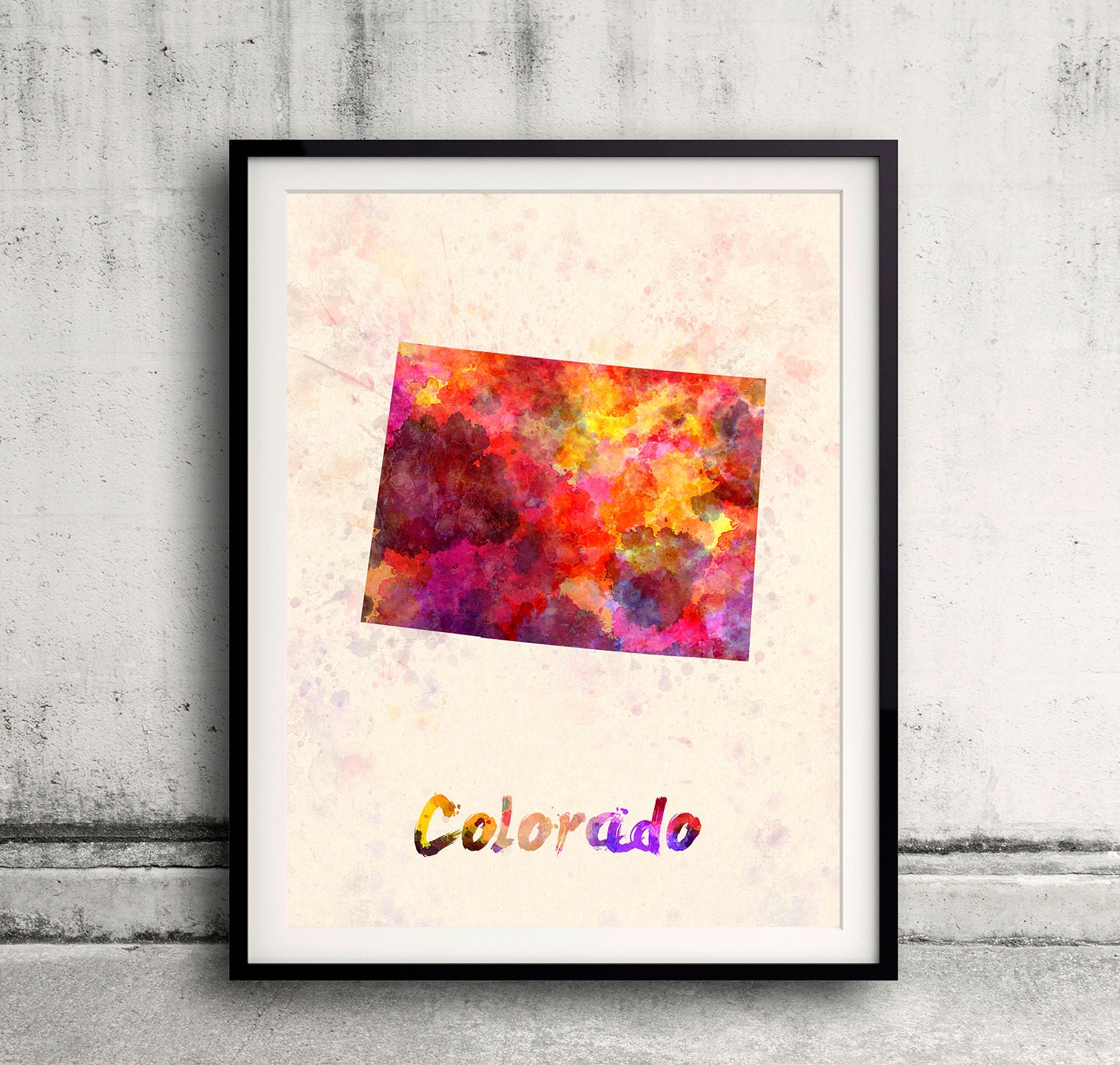 Colorado Us State in Watercolor Background 8x10 In. To 12x16 Poster Digital Wall Art Illustration Print Art Decorative - Sku 0394