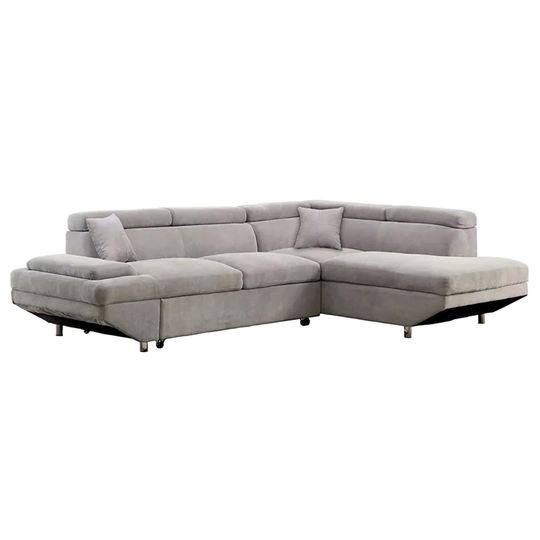 Furniture of America Waterton Modern Gray Polyester/Blend Sectional | IDF-6124GY-SEC