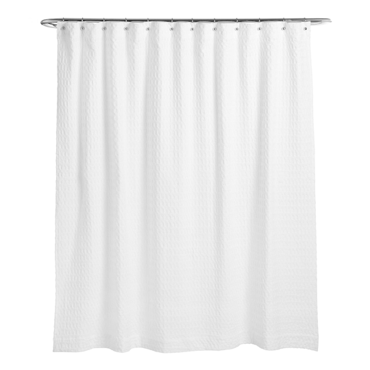 White Waffle Wide Weave Shower Curtain by World Market