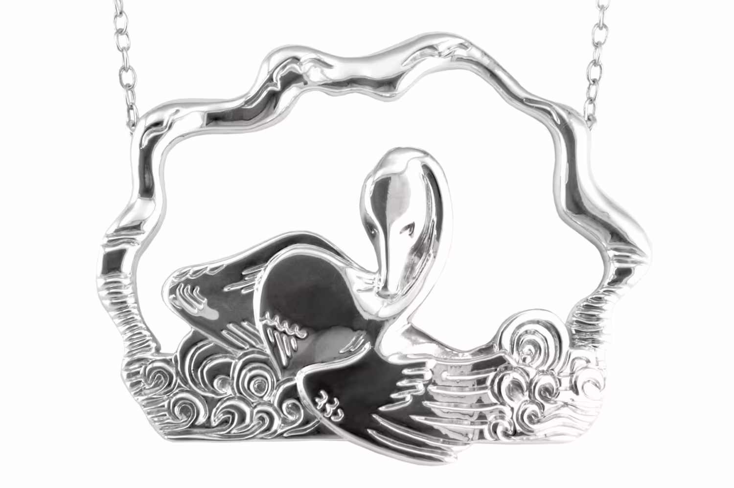 Silver Bird Necklace, Large Statement Extra Sterling Pendant Unique Necklace