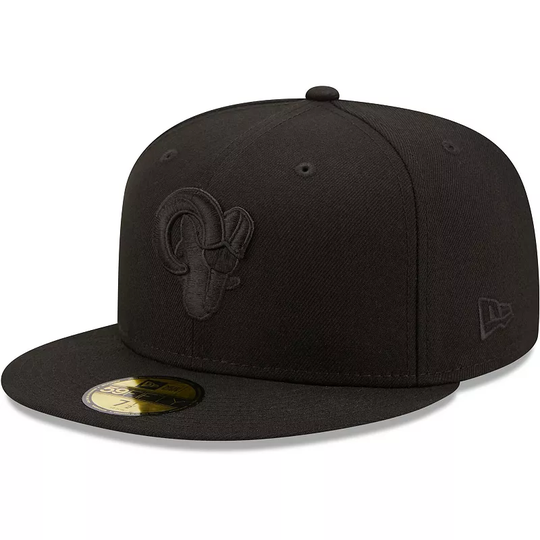 Men's New Era Los Angeles Rams Black on Black Alternate Logo 59FIFTY Fitted Hat, Size: 7 7/8, LAR Black