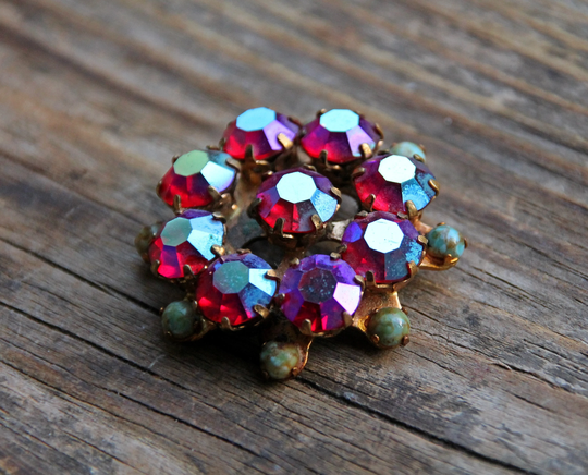 Vintage Brooch, Jewelry For Her, With Stones, Retro Rhinestones Brooch