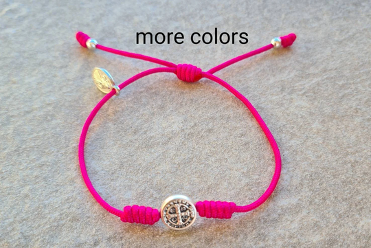 Simple St Benedict Bracelet, Handmade Christian Holy Adjustable San Benito Medal, Catholic Gift For Women Men Kids
