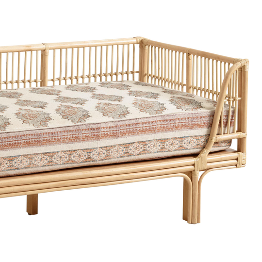 Natural Brown Block Printed Sonya Twin Mattress Cover by World Market