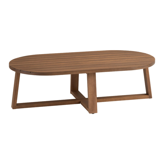 Oval Light Brown Eucalyptus Samar Outdoor Patio Coffee Table - Wood by World Market