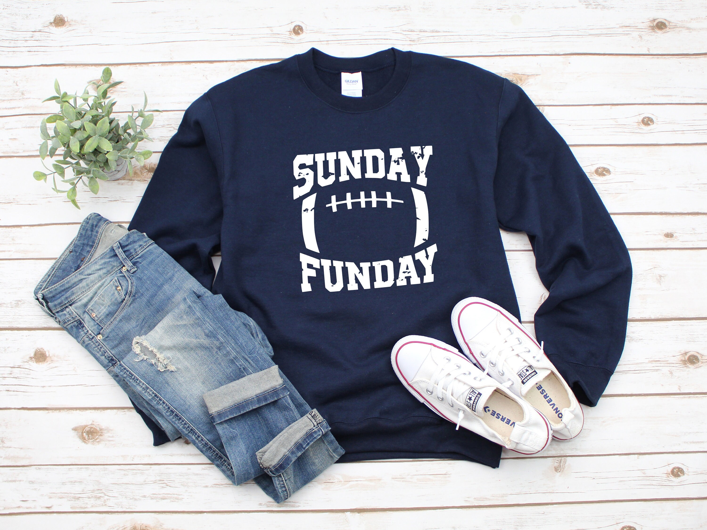 Football Sunday Distressed Heavy Blend Crewneck Sweatshirt, Game Day Sweater, Gameday Distressed, More Colors