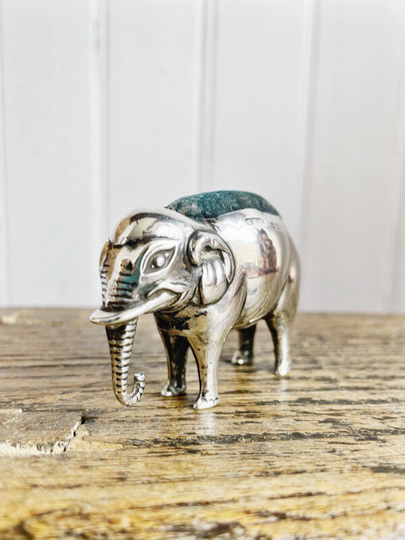 1906 English Sterling Silver Elephant Pincushion
