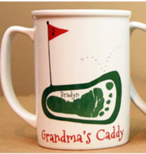 Daddy & Grandpa Christmas Gift Footprint Art Keepsake. Baby's First Christmas, Personalized Custom. Golf Footprint Mug 204 Mug