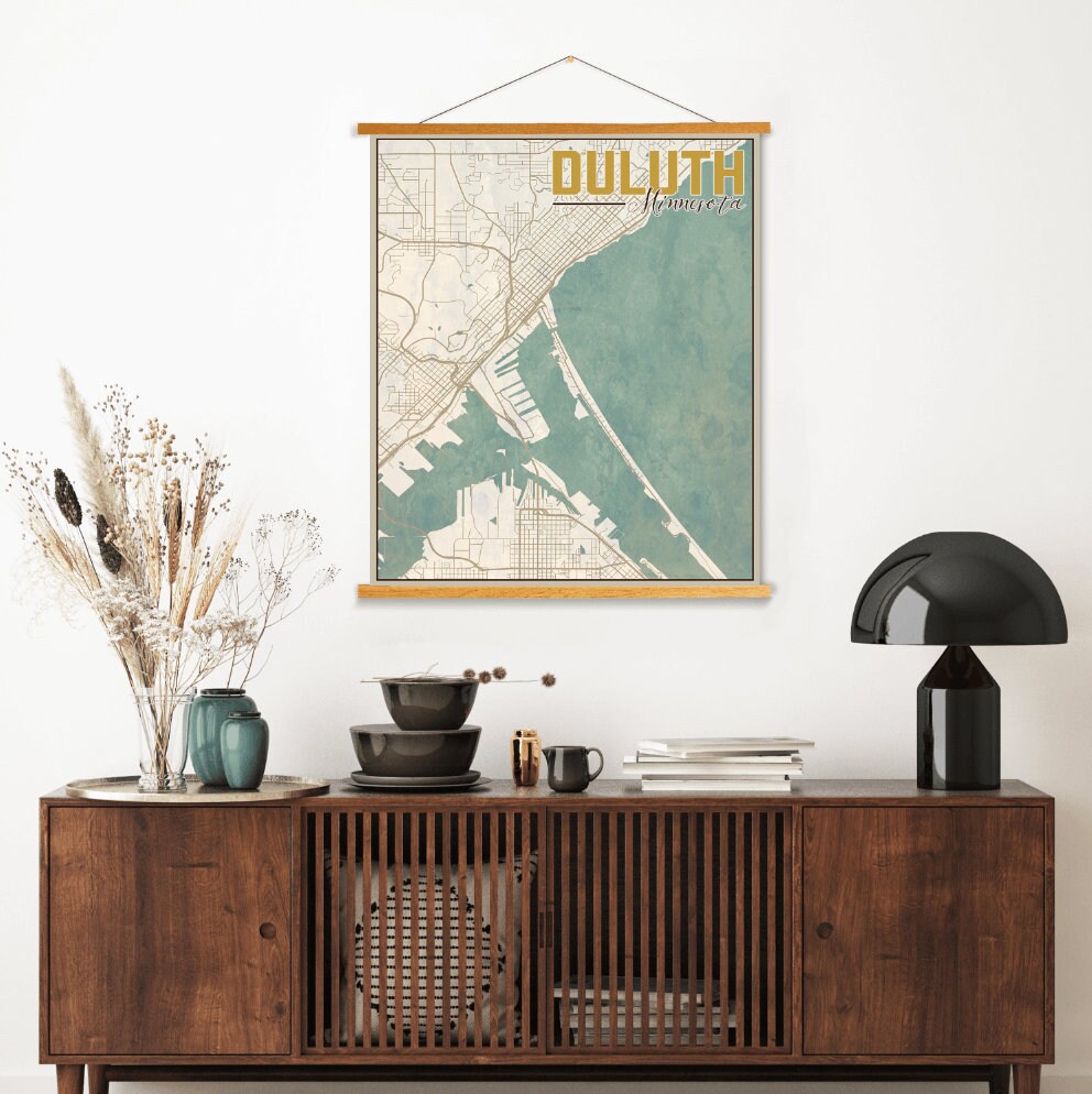 Duluth Minnesota Nautical Street Map | Hanging Canvas Of Printed Marketplace