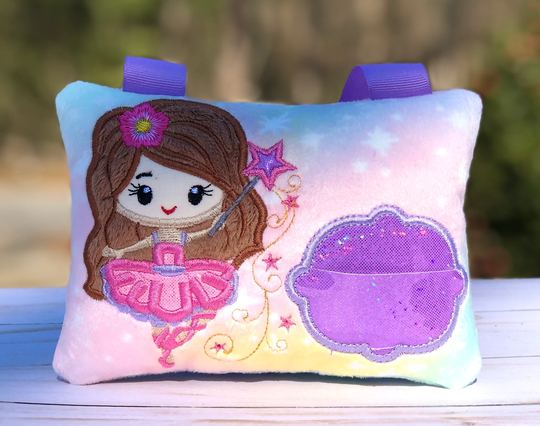 Nr.505 Ballerina Tooth Fairy Pillow. Personalized Embroidered Pillow