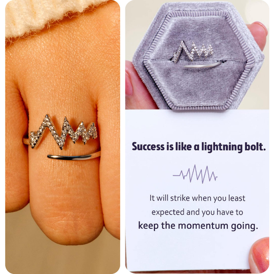 Lightning Bolt Ring, Dainty Stacking Minimalist Ring, Adjustable Gift For Her