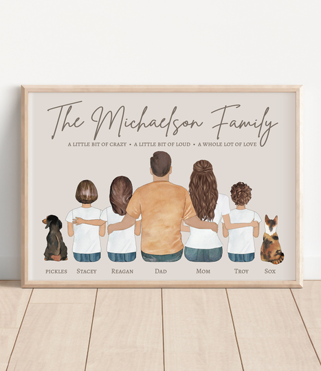 Blended Family Portrait, Personalized Family Gift, Bonus Stepparent Gift Idea, Stepmom Christmas