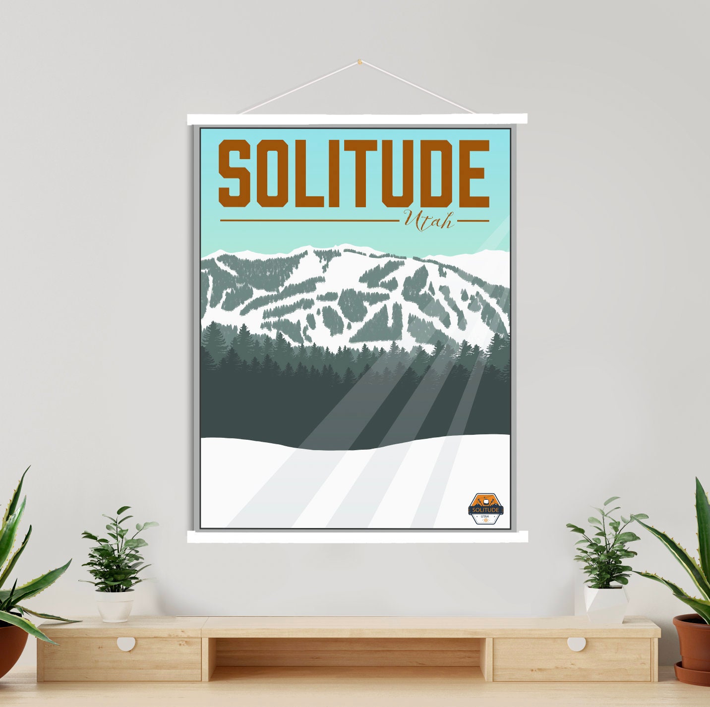 Solitude Utah Ski Resort Illustration Print | Hanging Canvas Of Printed Marketplace