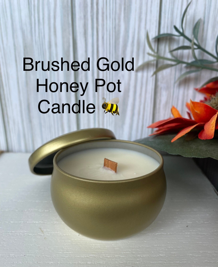 3Oz Private Label Soy Candles, Brushed Gold Candle Favors, Wholesale Unlabeled Bee Party Favor, Candles With Wooden Wicks