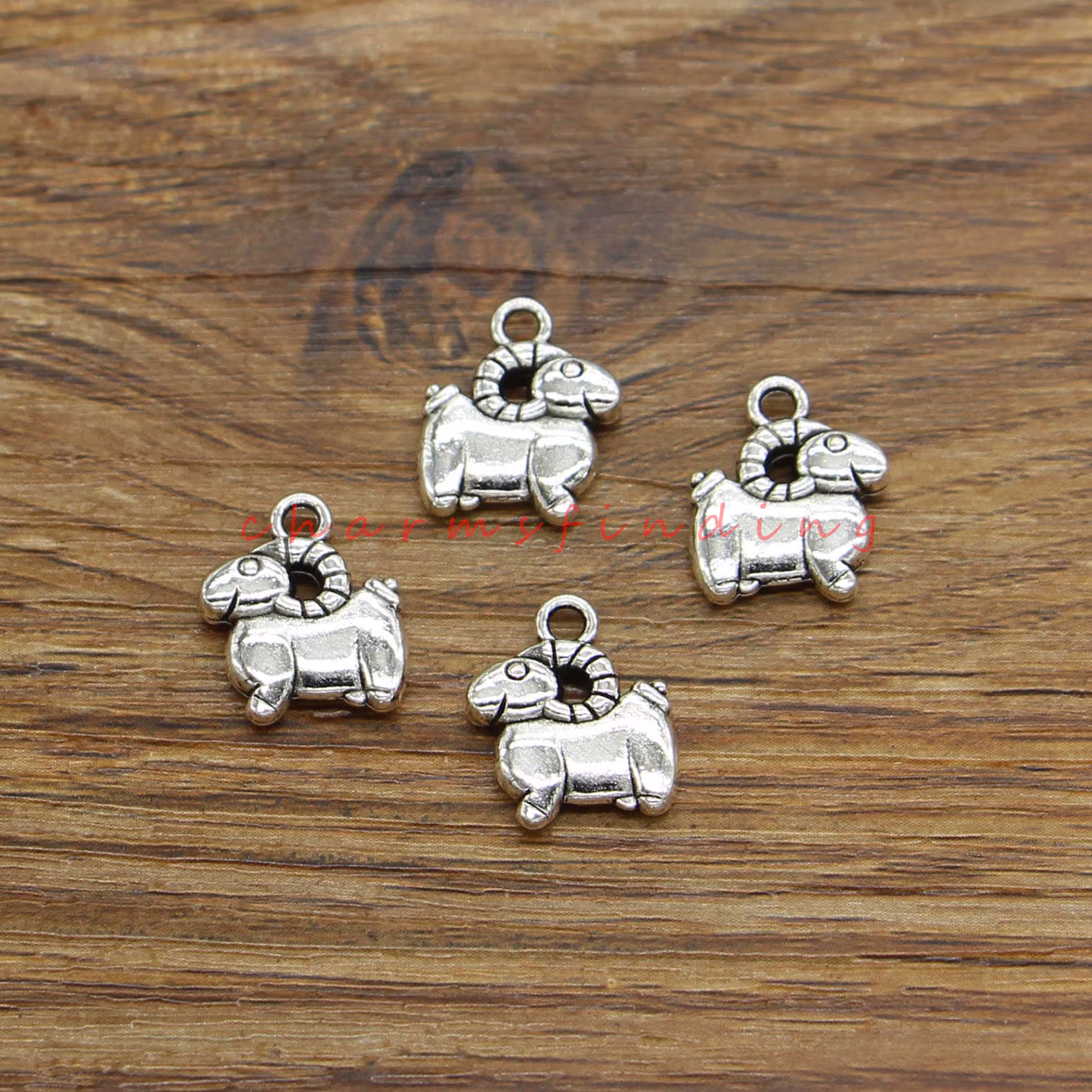 25Pcs Goat Ram Charm Sheep Farm Animal Charms Antique Silver Tone 12x14mm Cf4750