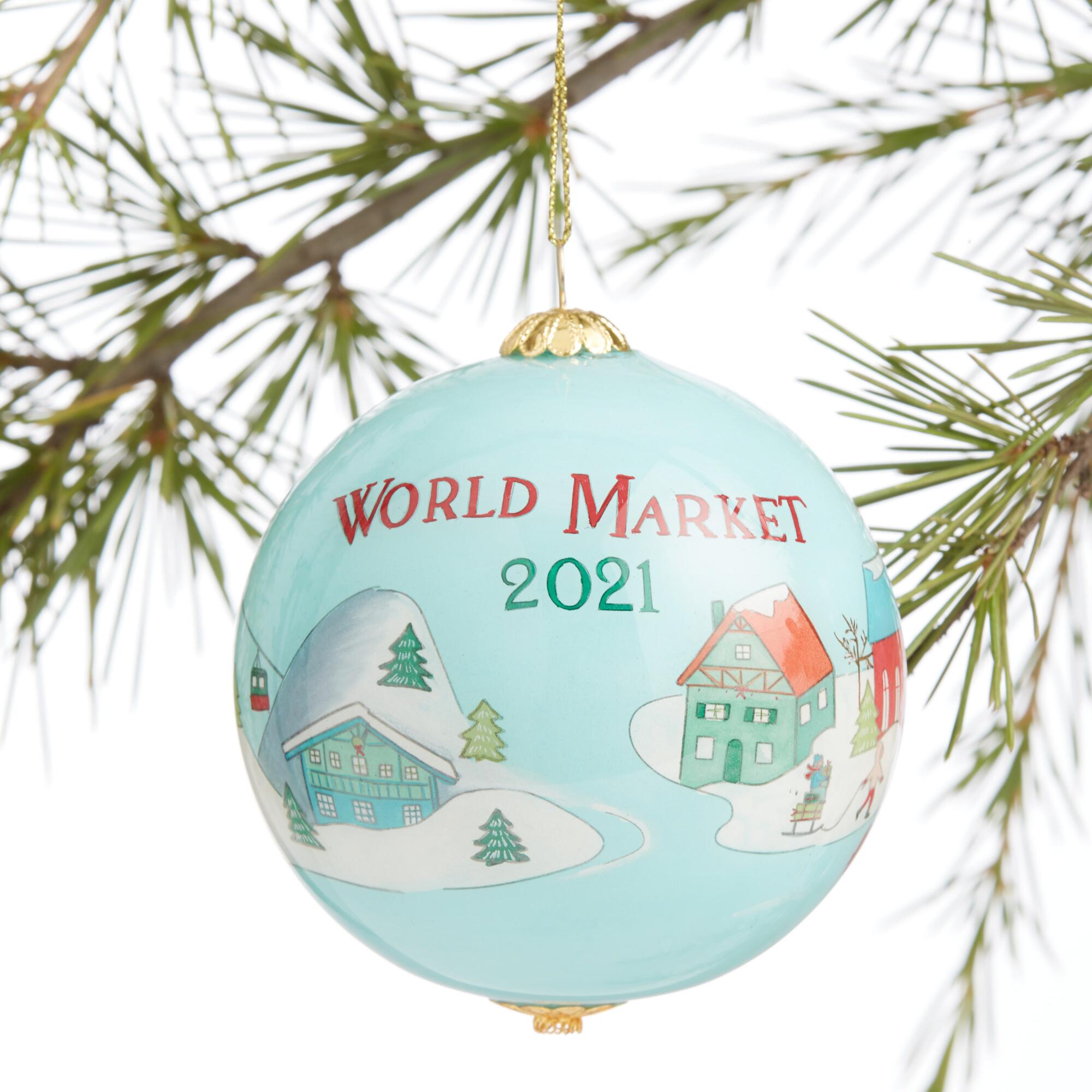Pier Place Ski Chalet Ball Li Bien Ornament: Blue - Glass by World Market