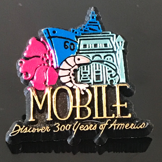 Vintage Mobile, Al Souvenir Plastic Lapel Pin