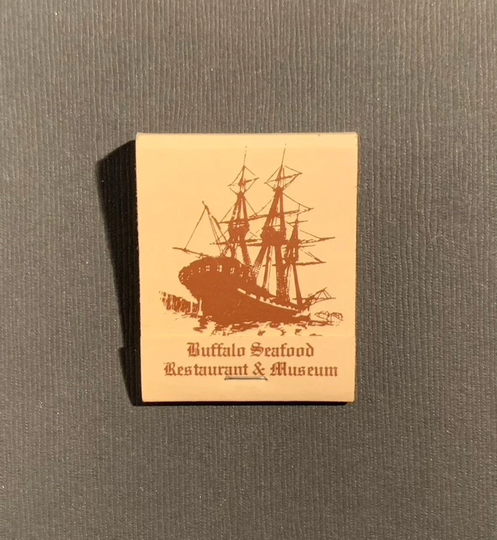 Vintage Matchbook, Buffalo Seafood, Restaurant, Museum, Old Ship, Australia, with 20 Match Sticks, Free Ship in Usa