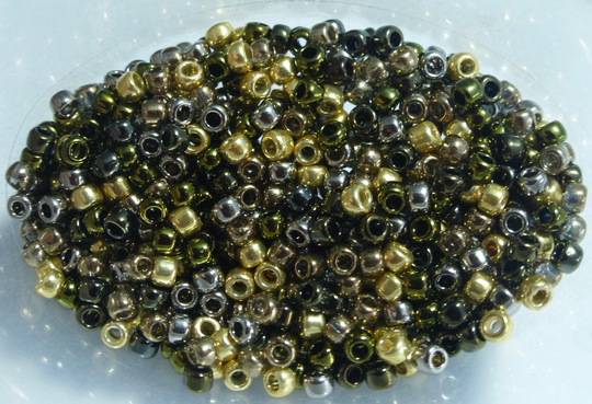Designer Blend Of 8/0 Toho Glass Seed Beads in "Mixed Metal"