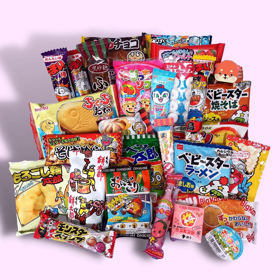 50 Exclusive Exotic Japanese Korean Asian Surprise Mystery Dagashi Ramen Snack Candy Box | Full Size Snacks Ramune Drinks Diy Kit