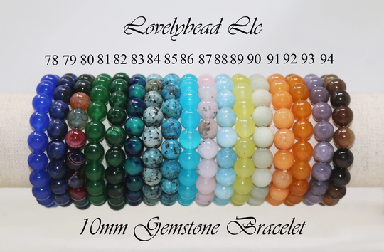 10mm Round Handmade Natural Genuine Gemstones Stretchy Bracelet | 7.5 Inches