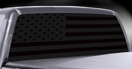 Premium Universal Fitment Solid American Flag Rear Window Vinyl Decal Fits Jeep Ram Silverado Sierra F150 Tundra Tacoma