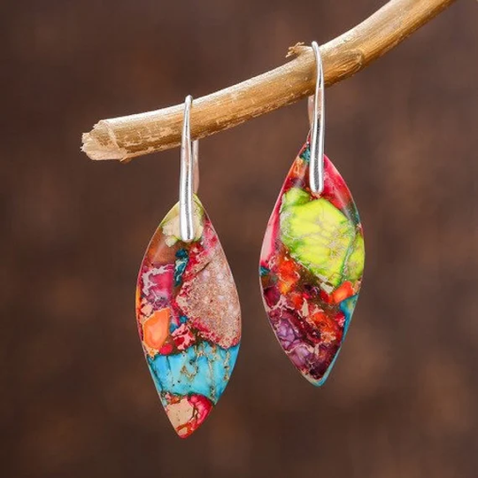 Galaxy Sea Sediment Jasper Stone Healing Earrings-Spiritual Protection Balance Meditation Grounding Inner Peace Anxiety Relief Earrings Gift