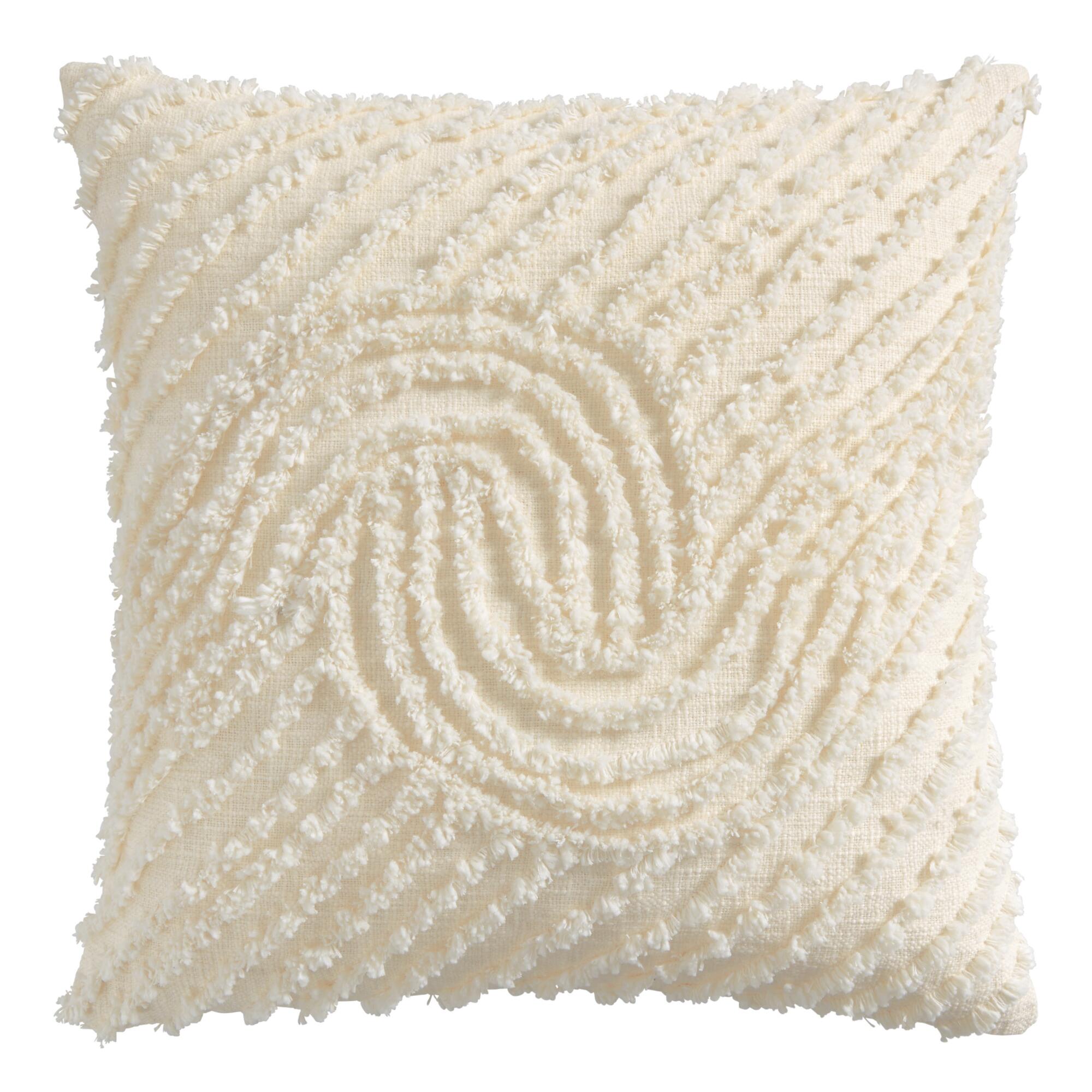 Ivory Embroidered Tufted Arch Throw Pillow by World Market