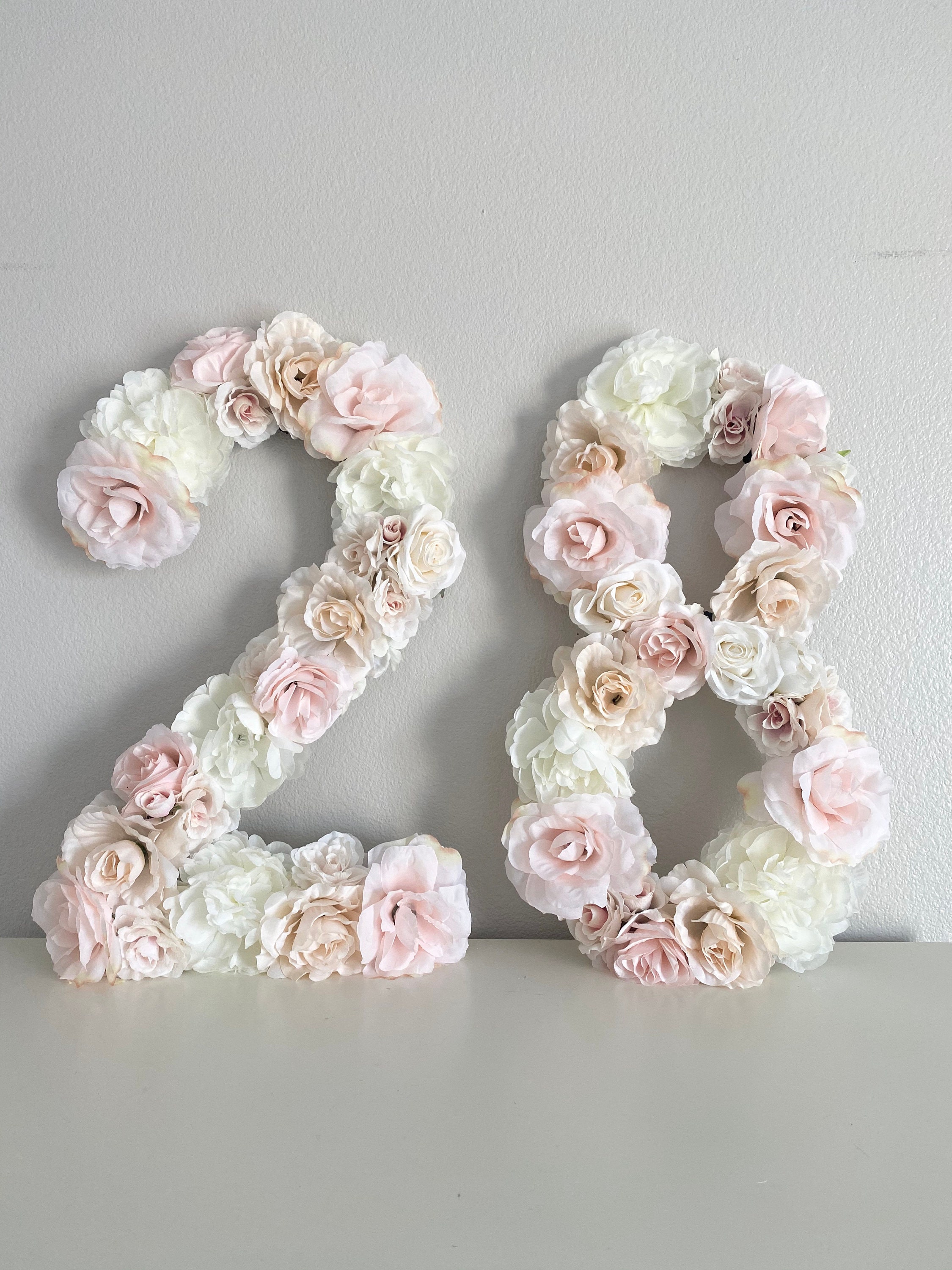 Birthday Number Decor, Girl 1st Party, Decoration, Photo Prop, Floral Number, Flower Table Decor