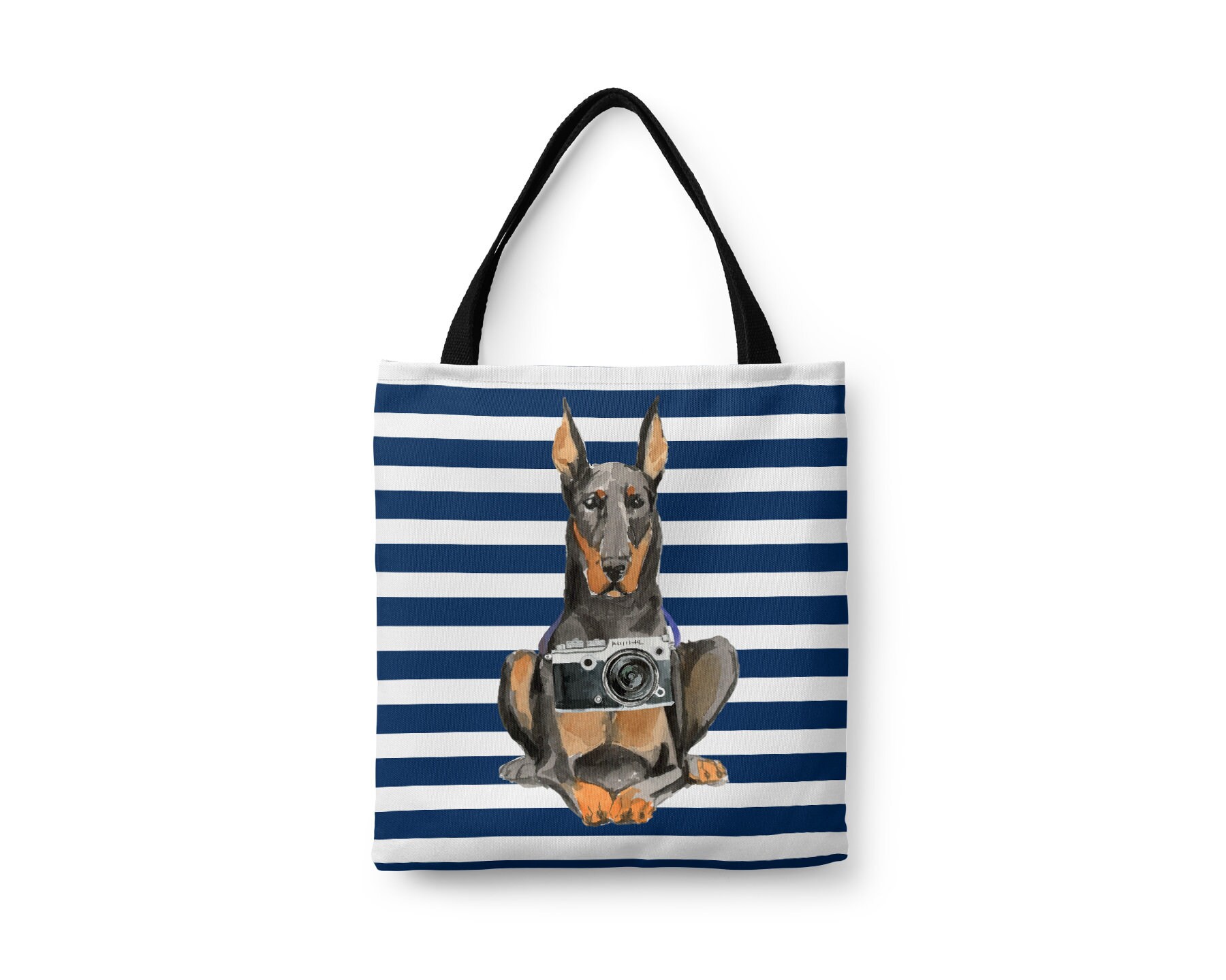 Doberman Dog Tote Bag - Illustrated Dogs & 6 Travel Inspired Styles. All Purpose For Work, Shopping, Life. Pinscher, Dobie, Dobynm Shoulder
