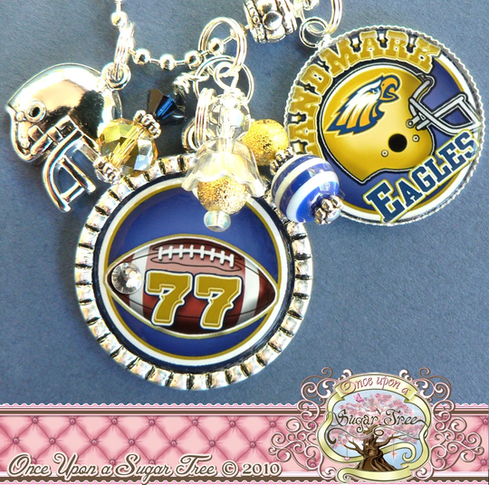 Football Necklace, Fully Customizable Team Number Name Colors, Logo Pendant, Football Charm, Mascot, Sports Theme