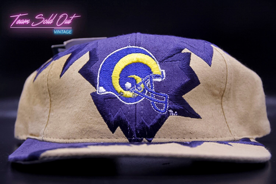 Vintage Drew Pearson Jagged Edge Shockwave Los Angeles Rams Strapback Hat Nfl