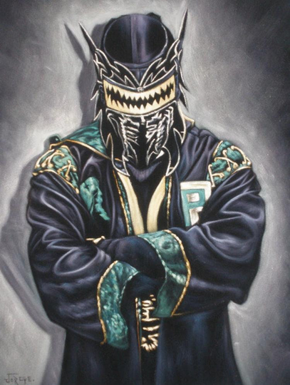 Super Dragon Mexican Wrestling Black Velvet Original Oil Painting Hand Painted Signed Lucha Libre Art 18 By 24 Inches