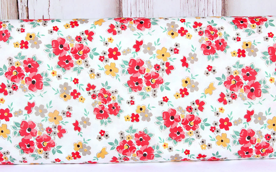 Riley Blake, Cook Book By Lori Holt, Floral Bunches Cayenne, C11751, 100% Quilting Cotton Fabric