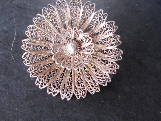 Vintage Sterling Filagree Pin Brooch 1 2/8" Gorgeous