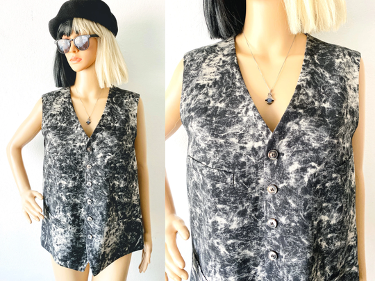 Formal Vest | John Varvatos Made in Italy Wedding Wool Blend Tie Dye Distressed Rocker Hipster L