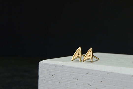 Command Earrings 14K Solid Gold Trekkie Starfleet Jewelry Geek Cosplay Gift