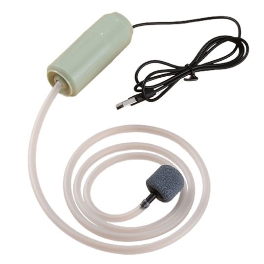 1 Set Aquarium Air Pump with Hanging Buckle USB Power Silent Fish Tank Air Compressor Aerator for Seafood Oxygenation - green