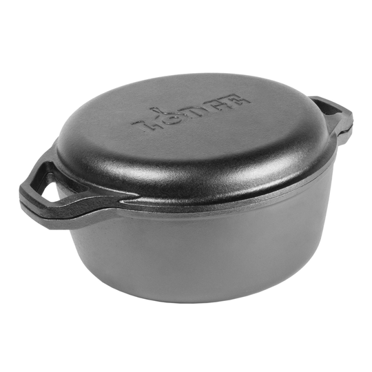 6 Quart Lodge Chef Collection Cast Iron Double Dutch Oven: Black by World Market